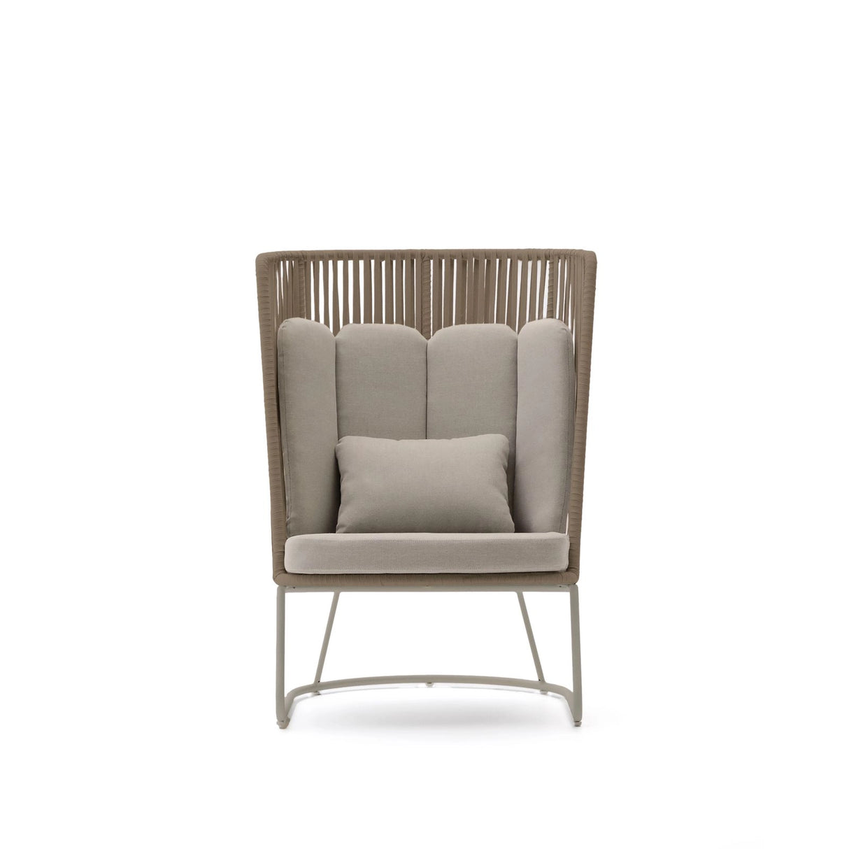 Outdoor-Sessel mit hoher Rückenlehne Saconca aus Seil und beige verzinktem Stahl von Kave Home – Bild 3