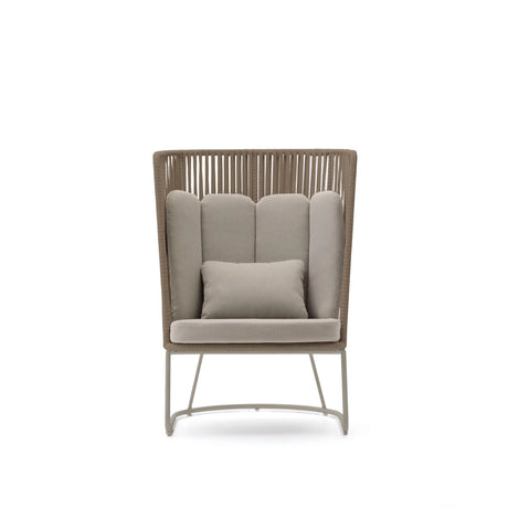 Outdoor-Sessel mit hoher Rückenlehne Saconca aus Seil und beige verzinktem Stahl von Kave Home – Bild 3