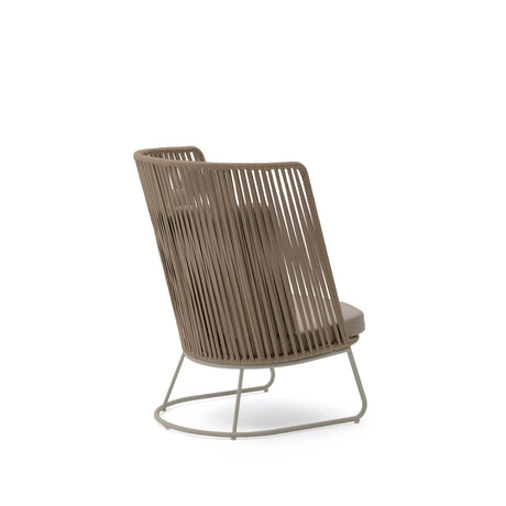 Outdoor-Sessel mit hoher Rückenlehne Saconca aus Seil und beige verzinktem Stahl von Kave Home – Bild 4