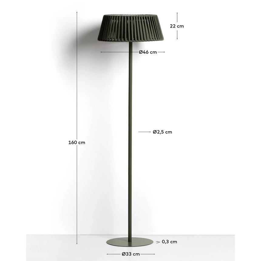 Outdoor-Solar-Stehlampe Aldet aus flachem Seil mit grünem Metallfuß, Ø 46 cm von Kave Home – Bild 5