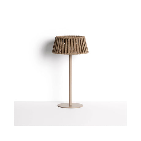 Outdoor-Solar-Tischlampe Aldet aus flachem Seil mit beigem Metallfuß von Kave Home – Bild 1