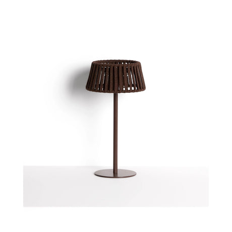 Outdoor-Solar-Tischlampe Aldet aus flachem Seil mit braunem Metallfuß von Kave Home – Bild 1