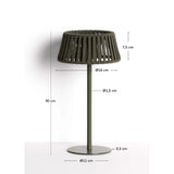 Outdoor-Solar-Tischlampe Aldet aus flachem Seil mit grünem Metallfuß von Kave Home – Bild 4