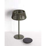 Outdoor-Solar-Tischlampe Aldet aus flachem Seil mit grünem Metallfuß von Kave Home – Bild 6