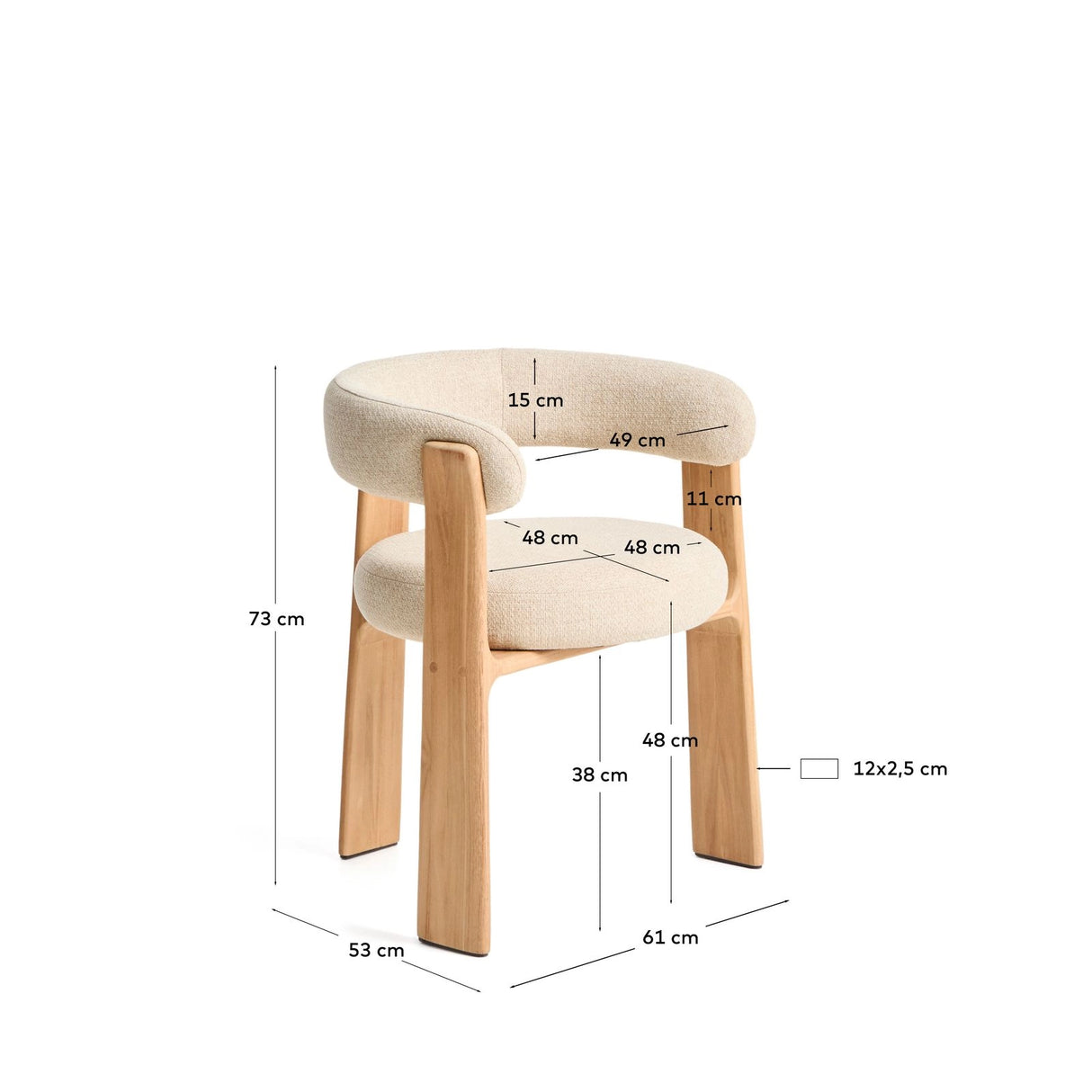 Outdoor-Stuhl Granit in Beige mit Beinen aus massivem Teakholz mit naturfarbenem Finish, 100 % FSC von Kave Home – Bild 3