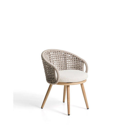 Outdoor-Stuhl Lidario aus Aluminium in Holzoptik und Kunststoffseil in Taupe von Kave Home – Bild 1