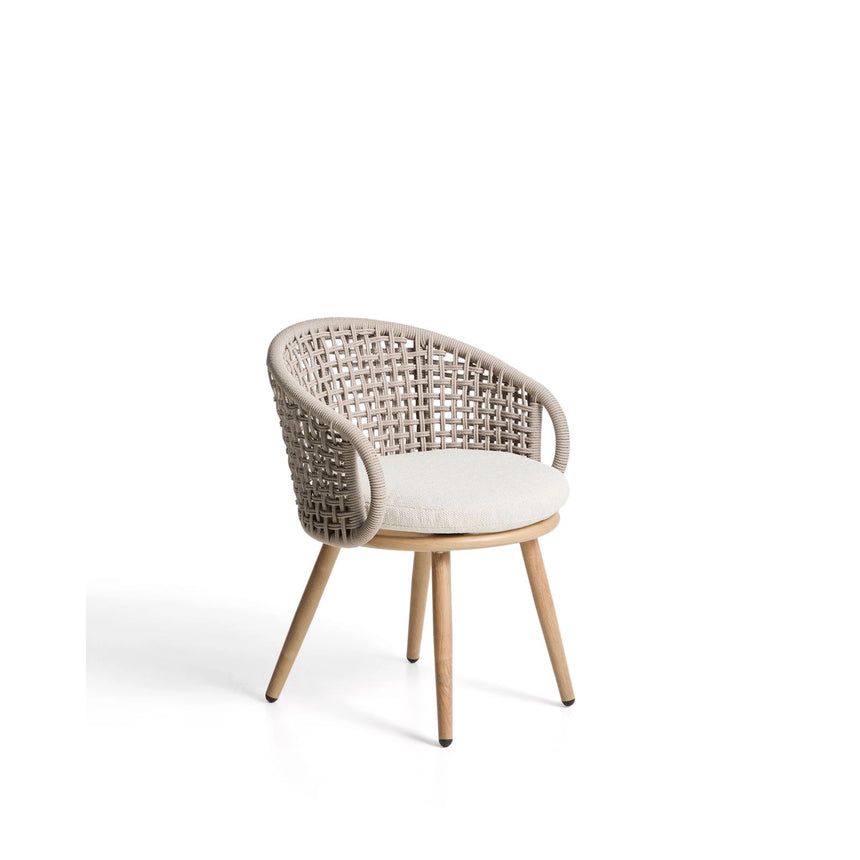 Outdoor-Stuhl Lidario aus Aluminium in Holzoptik und Kunststoffseil in Taupe von Kave Home – Bild 1