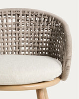 Outdoor-Stuhl Lidario aus Aluminium in Holzoptik und Kunststoffseil in Taupe von Kave Home – Bild 5