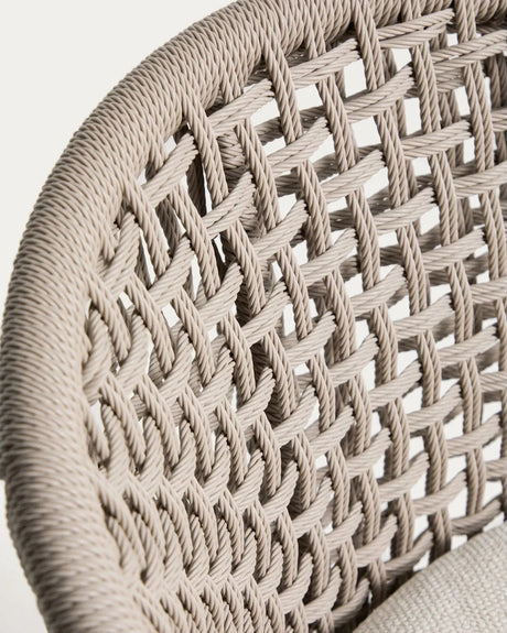 Outdoor-Stuhl Lidario aus Aluminium in Holzoptik und Kunststoffseil in Taupe von Kave Home – Bild 6