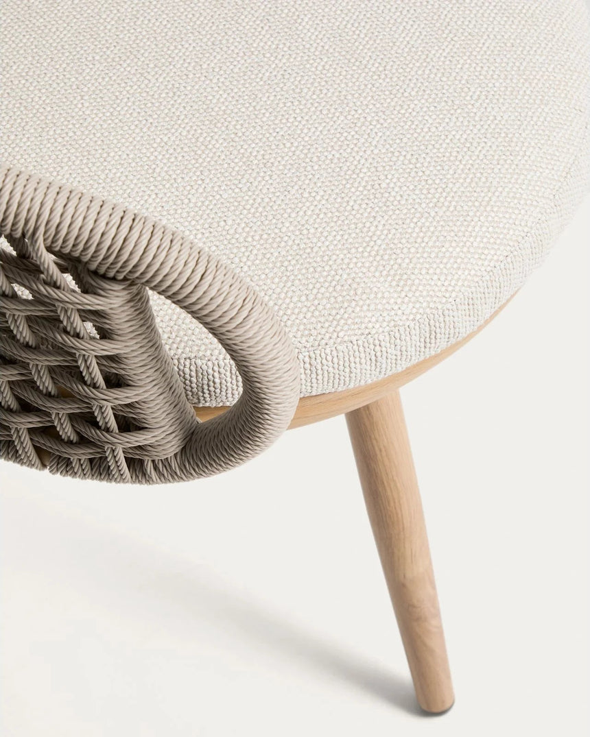 Outdoor-Stuhl Lidario aus Aluminium in Holzoptik und Kunststoffseil in Taupe von Kave Home – Bild 7