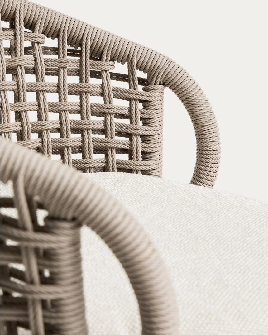 Outdoor-Stuhl Lidario aus Aluminium in Holzoptik und Kunststoffseil in Taupe von Kave Home – Bild 9