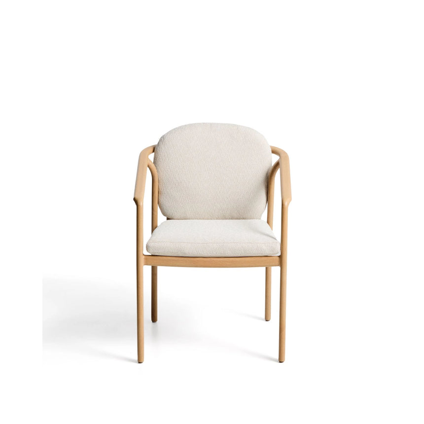Outdoor-Stuhl Sirte aus Aluminium mit Finish in Holzoptik und écrufarbenem Seil von Kave Home – Bild 1