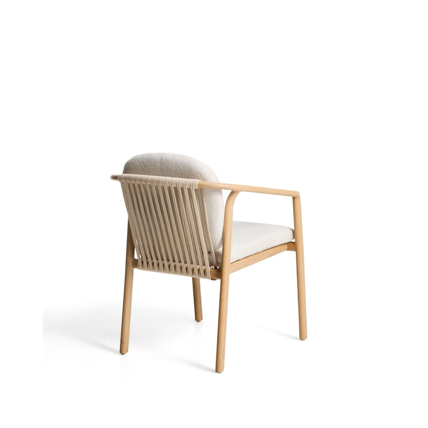 Outdoor-Stuhl Sirte aus Aluminium mit Finish in Holzoptik und écrufarbenem Seil von Kave Home – Bild 3