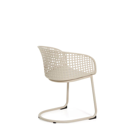 Outdoor-Stuhl Tenaro aus Kunststoff mit beigem Stahlgestell von Kave Home – Bild 4