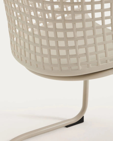 Outdoor-Stuhl Tenaro aus Kunststoff mit beigem Stahlgestell von Kave Home – Bild 9