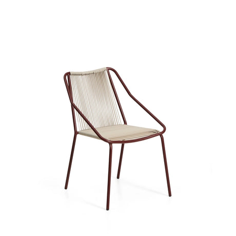 Outdoor-Stuhl Zivia aus écrufarbenem Seil und granatrot verzinktem Stahl von Kave Home – Bild 1