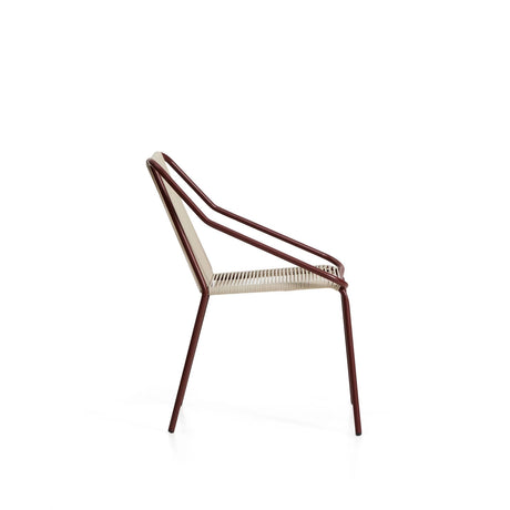 Outdoor-Stuhl Zivia aus écrufarbenem Seil und granatrot verzinktem Stahl von Kave Home – Bild 5