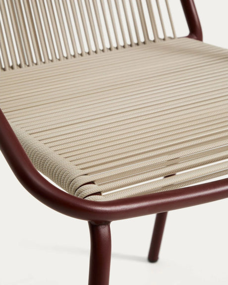 Outdoor-Stuhl Zivia aus écrufarbenem Seil und granatrot verzinktem Stahl von Kave Home – Bild 9