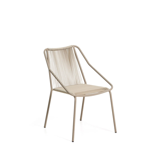 Outdoor-Stuhl Zivia aus écrufarbenem Seil und taupefarben verzinktem Stahl von Kave Home – Bild 1