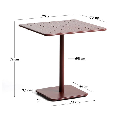 Outdoor-Tisch Brai aus granatrot verzinktem Stahl, 70 x 70 cm von Kave Home – Bild 2