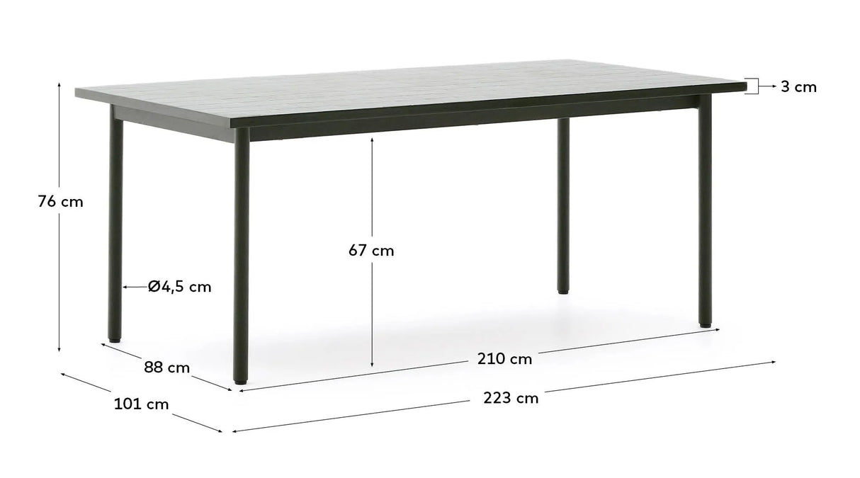 Outdoor-Tisch Maurina aus grün verzinktem Stahl und grünen Kacheln 223 x 101 cm von Kave Home – Produktbild 4
