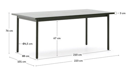 Outdoor-Tisch Maurina aus grün verzinktem Stahl und grünen Kacheln 223 x 101 cm von Kave Home – Produktbild 4