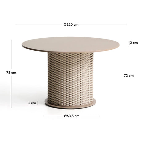 Outdoor-Tisch Sedalis aus Aluminium und Seil in Taupe, Ø 120 cm von Kave Home – Bild 3