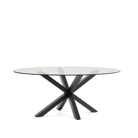 Ovaler Tisch Argo aus Glas und Stahlbeinen mit schwarzem Finish Ø 200 x 100 cm von Kave Home – Produktbild 2
