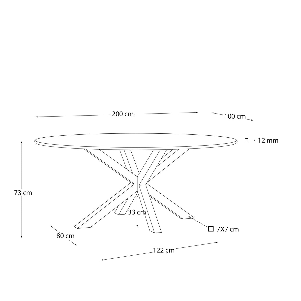 Ovaler Tisch Argo aus Glas und Stahlbeinen mit schwarzem Finish Ø 200 x 100 cm von Kave Home – Produktbild 7