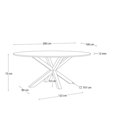 Ovaler Tisch Argo aus Glas und Stahlbeinen mit schwarzem Finish Ø 200 x 100 cm von Kave Home – Produktbild 7