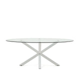 Ovaler Tisch Argo aus Glas und Stahlbeinen mit weißem Finish Ø 200 x 100 cm von Kave Home – Bild 1
