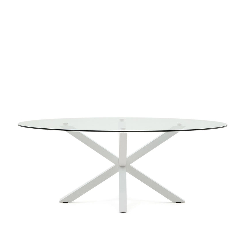 Ovaler Tisch Argo aus Glas und Stahlbeinen mit weißem Finish Ø 200 x 100 cm von Kave Home – Bild 1