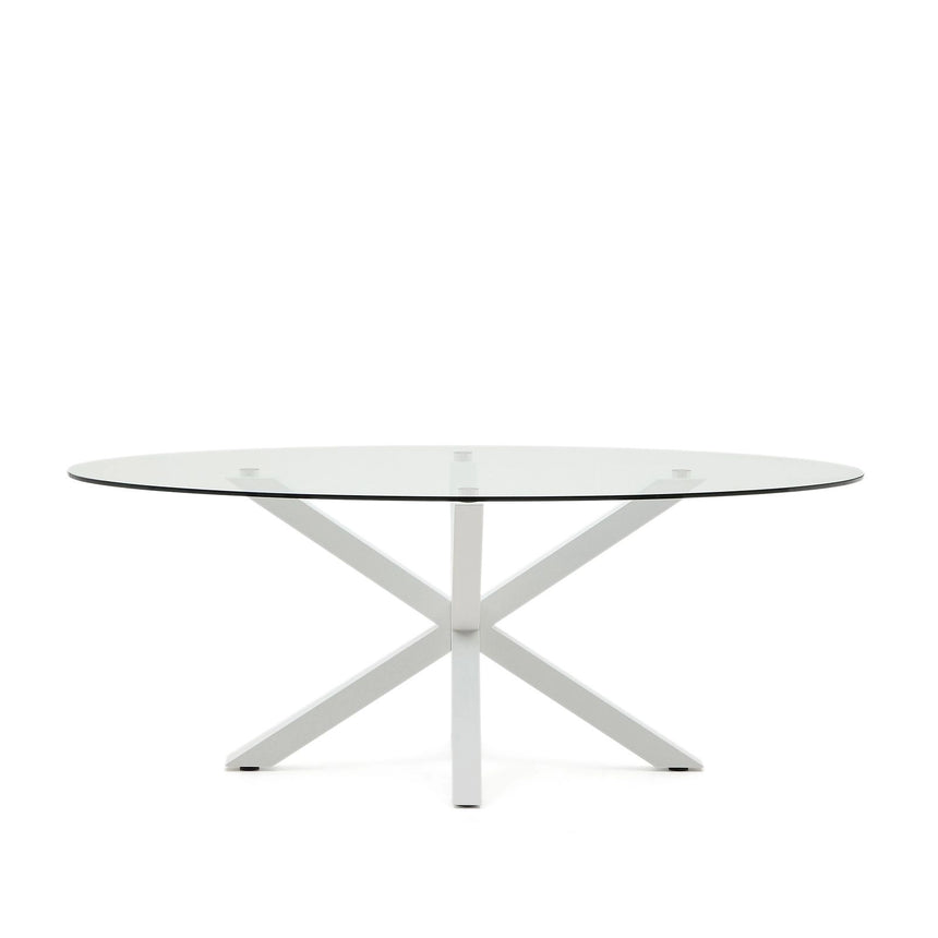 Ovaler Tisch Argo aus Glas und Stahlbeinen mit weißem Finish Ø 200 x 100 cm von Kave Home – Bild 3