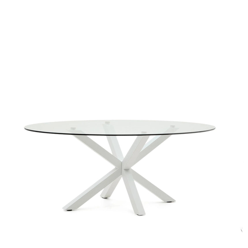 Ovaler Tisch Argo aus Glas und Stahlbeinen mit weißem Finish Ø 200 x 100 cm von Kave Home – Bild 4