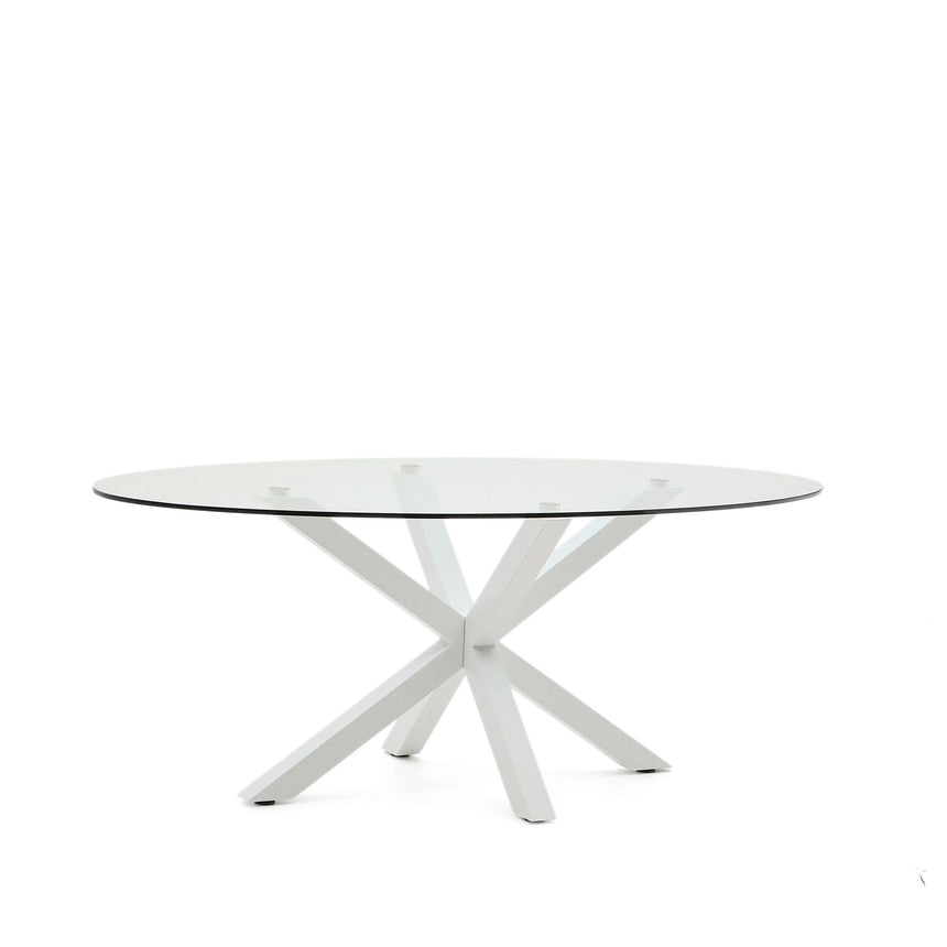 Ovaler Tisch Argo aus Glas und Stahlbeinen mit weißem Finish Ø 200 x 100 cm von Kave Home – Bild 5