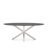 Ovaler Tisch Argo aus mattschwarzem Glas und Stahlbeinen mit weißem Finish Ø 200 x 100 cm von Kave Home – Bild 1