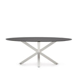 Ovaler Tisch Argo aus mattschwarzem Glas und Stahlbeinen mit weißem Finish Ø 200 x 100 cm von Kave Home – Bild 3