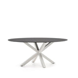 Ovaler Tisch Argo aus mattschwarzem Glas und Stahlbeinen mit weißem Finish Ø 200 x 100 cm von Kave Home – Bild 4