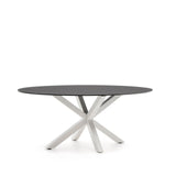 Ovaler Tisch Argo aus mattschwarzem Glas und Stahlbeinen mit weißem Finish Ø 200 x 100 cm von Kave Home – Bild 5