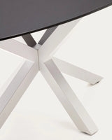 Ovaler Tisch Argo aus mattschwarzem Glas und Stahlbeinen mit weißem Finish Ø 200 x 100 cm von Kave Home – Bild 7