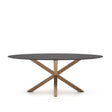 Ovaler Tisch Argo aus schwarzem Milchglas und Stahlbeinen in Holzoptik Ø 200 x 100 cm von Kave Home – Bild 1