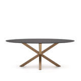 Ovaler Tisch Argo aus schwarzem Milchglas und Stahlbeinen in Holzoptik Ø 200 x 100 cm von Kave Home – Bild 1