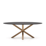 Ovaler Tisch Argo aus schwarzem Milchglas und Stahlbeinen in Holzoptik Ø 200 x 100 cm von Kave Home – Bild 3