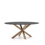 Ovaler Tisch Argo aus schwarzem Milchglas und Stahlbeinen in Holzoptik Ø 200 x 100 cm von Kave Home – Bild 4