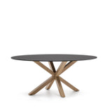 Ovaler Tisch Argo aus schwarzem Milchglas und Stahlbeinen in Holzoptik Ø 200 x 100 cm von Kave Home – Bild 5
