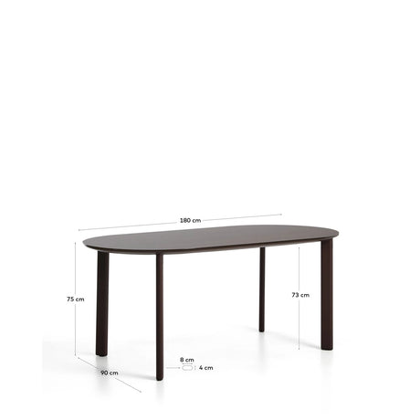 Ovaler Tisch Erice aus Aluminium und gehärtetem Glas in Braun 180 x 90 cm von Kave Home – Bild 2