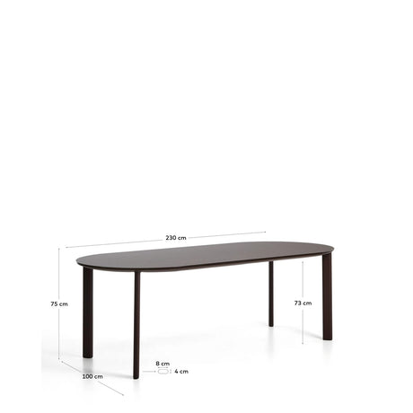 Ovaler Tisch Erice aus Aluminium und gehärtetem Glas in Braun 230 x 100 cm von Kave Home – Bild 2