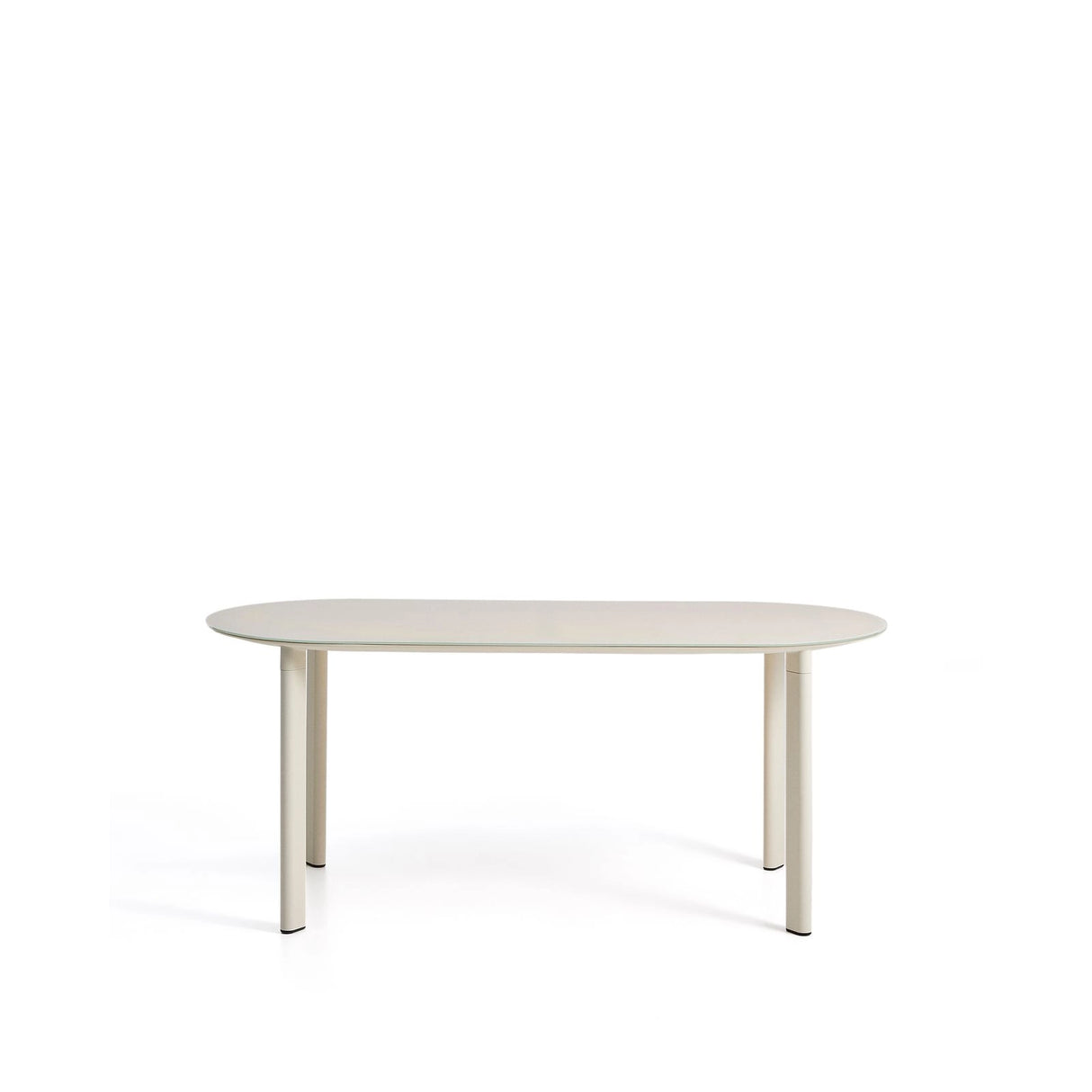 Ovaler Tisch Erice aus Aluminium und gehärtetem Glas in Ecru 180 x 90 cm von Kave Home – Bild 1