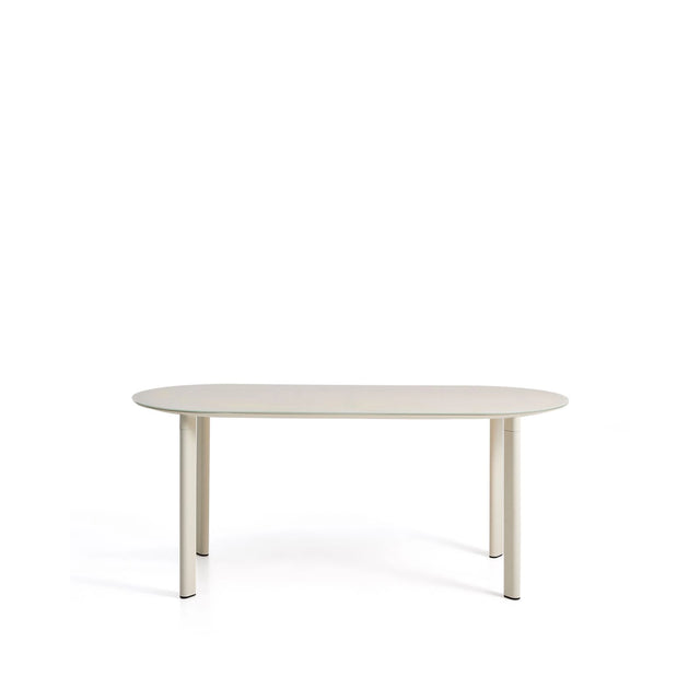 Ovaler Tisch Erice aus Aluminium und gehärtetem Glas in Ecru 180 x 90 cm von Kave Home – Bild 1