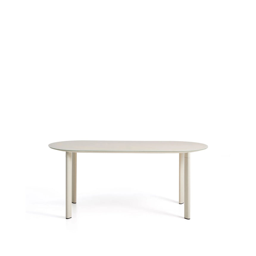 Ovaler Tisch Erice aus Aluminium und gehärtetem Glas in Ecru 180 x 90 cm von Kave Home – Bild 1
